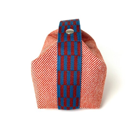 HERMES Bride-A-Brac H Natte Wool PM Tomette Red Blue Pouch Toiletry Bag - Picture 6 of 12